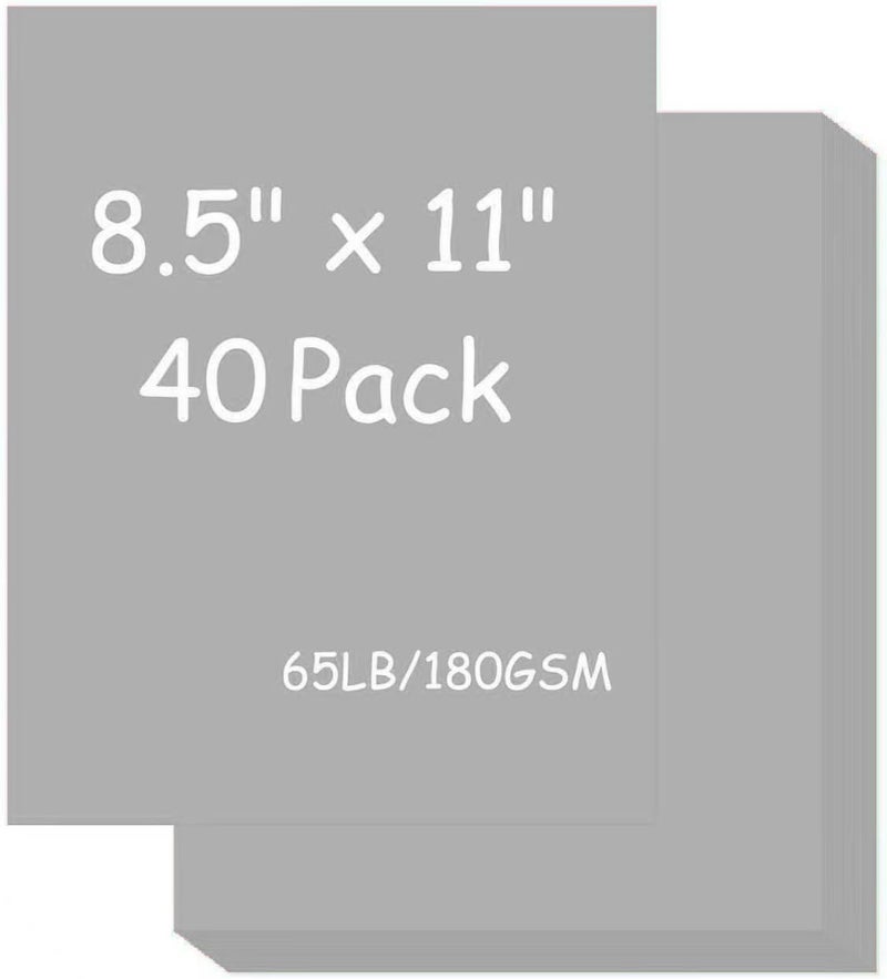 FLIPPED Cardstock 8.5 x 11,65Lb Cover Card Stock Bright White Paper,180gsm Cover Cardstock for Printer,Copy Card Stock Paper for Printing, Invitations,Gift tags,Christmas (Light gray, 40 Sheets) - Image 1